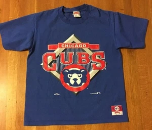 Vintage 1990s Chicago Cubs Tee T Shirt Genuine MLB Large USA Made by Nutmeg - Picture 1 of 8