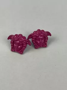 Versace Purple Medusa Shaped Stud Earrings - Picture 1 of 6