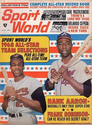 1968 Sport World baseball magazine Hank Aaron, Braves, Frank Robinson Orioles Gd - Image 1 of 4