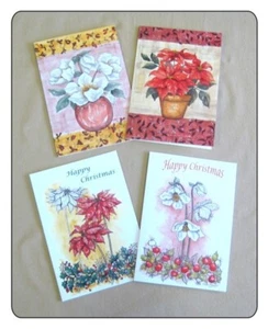 NEW - Seasonal flower Christmas Cards - 4 designs - 32 Cards +Bible text EB11366 - Picture 1 of 1