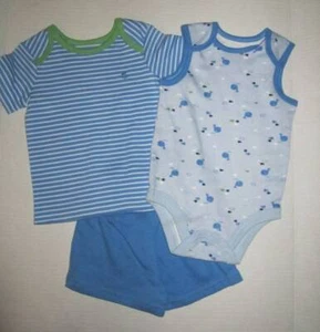 Faded Glory Baby Junge Größe 3-6 Monate 3-teiliges Set aus Bio-Baumwolle Neu mit Etikett - Bild 1 von 2