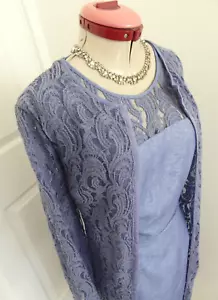 TRENT NATHAN EVENTS Blue Lace DRESS & COAT SET Size 10 Wedding Mother Of Bride - Picture 1 of 6