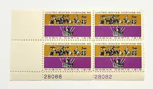 USA Scott #1265 1965 5 Cent Magna Carta Plate Block #28088/28082 - Picture 1 of 2