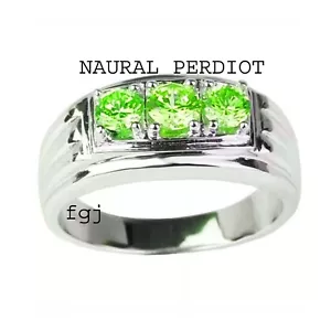 Natural Green Peridot Gemstones with 925 Sterling Silver Ring For Men's #G 11111 - Picture 1 of 3