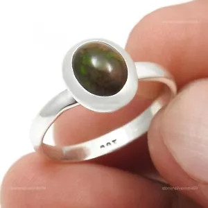 Oval Black Opal Gemstone Cocktail Ethnic Statement Engagement Ring 925 Silver - Picture 1 of 7