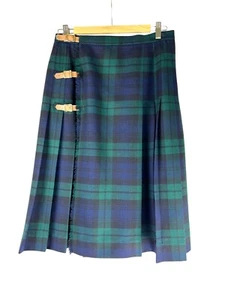 VTG Streetwear Designer Ralph Lauren Wool Plaid Pleated Midi Skirt, Women's 12 - Picture 1 of 9