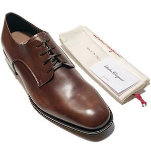 Ferragamo Men's 11.5 EE Leather Polished DANIEL Oxford Brown Dress Shoes Derby - Picture 1 of 7