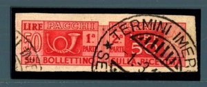 ITALIA REP. - Pacchi postali - 50 l. non dentellato filigr. ruota I - DB - Picture 1 of 2