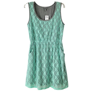 Vanity Top Juniors XL Aqua Grey Lace Sleeveless Pockets Casual Summer Comfy NWT - Picture 1 of 8