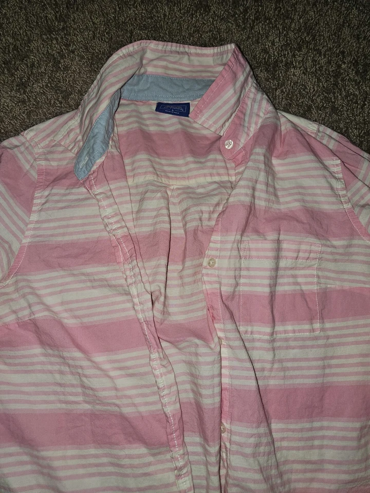Le Tigre Women's Long Sleeve Stripe Button Up Shirt Small Pink/White Collar  - Image 1 of 4