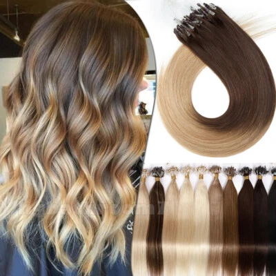 1 грамм петля бусина микро кольцо Remy русский человеческих волос расширения омбре 18 20 22 ASP - Изображение 1 из 4