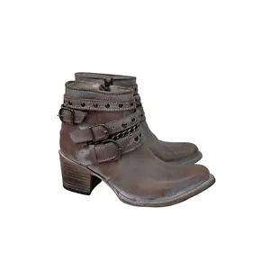 Freebird Sandra Damenschuhe abgenutzt Leder seitlicher Reißverschluss Absatz Stiefeletten 8 - Bild 1 von 9