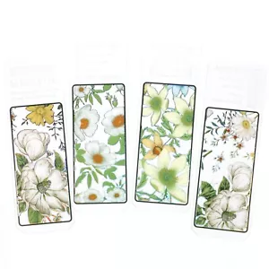White Flowers Bookmark Set Floral Transparent Stationary Book Lover Reading Gift - Picture 1 of 2