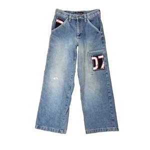 NOBO No Boundaries Junior girls 12 blue denim Y2K baggy streetwear - Picture 1 of 13