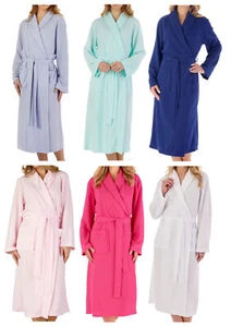 Bathrobe Womens Lightweight Plain Waffle Shawl Collar Dressing Gown Slenderella - Picture 1 of 45