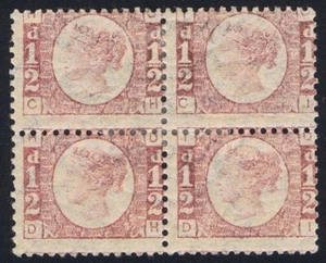 1870 SG 48 1/2d Rose Plate 5 CH-DI Fine Mounted Mint Block of Four Cat. £550.00 - Picture 1 of 1
