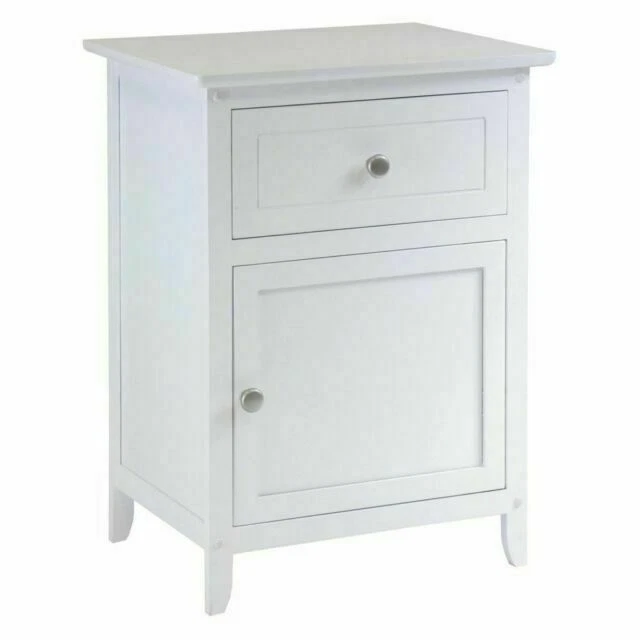 Winsome 10115 Night Stand with Drawer & Cabinet for Storage - White