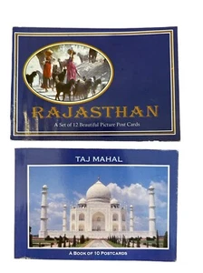 Indien RAJASTHAN Buch mit 12 Postkarten & Taj Mahal Buch 10 Postkarten 1980er Vintage - Bild 1 von 9