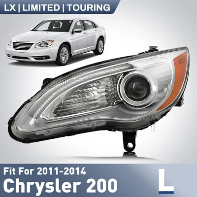 Headlight For 2011-2014 Chrysler 200 w/LED DRL Chrome Bezel Projector Driver Foto 1 de 2