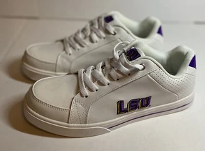 LSU Tigers White Leather Tennis Shoes Size 10 Embroidered College Edition NEW - Picture 1 of 11