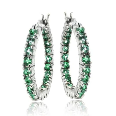 Synthetischer Smaragd Reifen Ohrringe - Bild 1 von 3