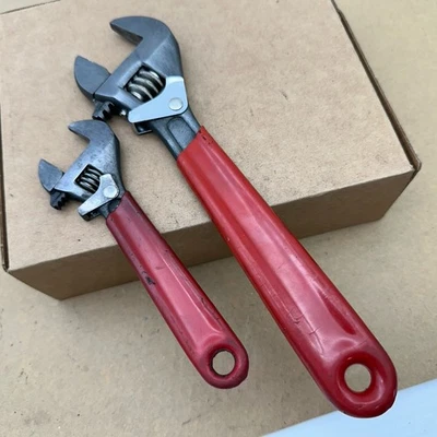Vintage 6” Adjustable Wrench with Locking Mechanism Red Insulated Handle USA - Image 1 of 4
