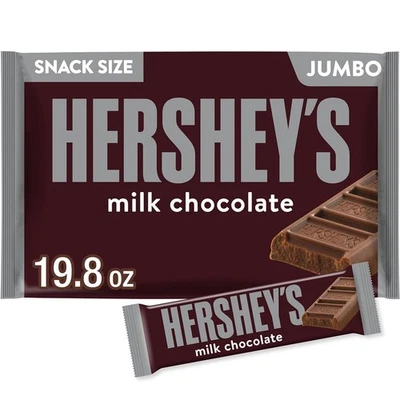 HERSHEY'S Tamaño de bocadillo de chocolate con leche, bolsa Jumbo de caramelo, 19,8 oz Foto 1 de 4