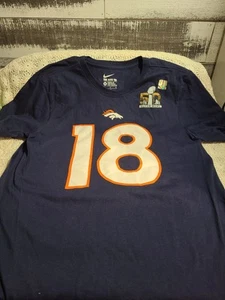 Nike Denver Broncos Peyton Manning #18 Blue T-shirt Slim Fit Womens Size Medium - Picture 1 of 5