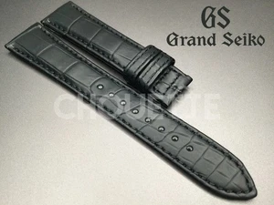 OEM Grand Seiko SBGW031, SBGW231 19mm Matte Black Crocodile GS Leather Strap - Picture 1 of 8