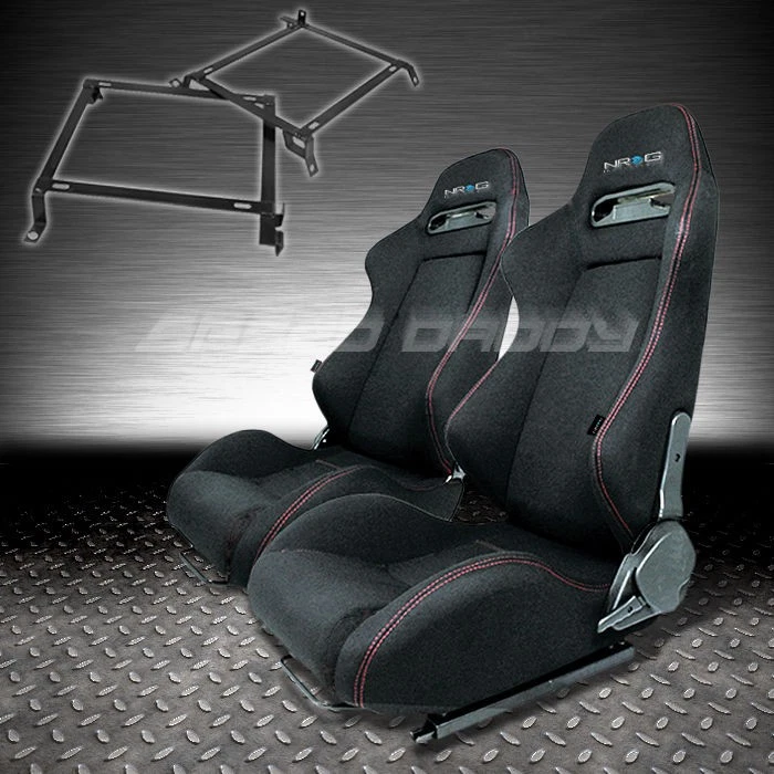 NRG 2 X TYPE-R FULLY RECLINABLE RACING SEAT+SLIDER+BRACKET FOR 92-01 CIVIC/DC - Image 1 of 1
