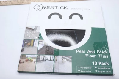 (10-Pk) Westick Peel & Stick Waterproof Floor Tiles Black Marble 12"x12"  - Image 1 of 3