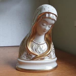 GOLD DECORATED 1940s GORT BONE CHINA 2-M ROME 6" VIRGIN MARY MADONNA FIGURE - Picture 1 of 8
