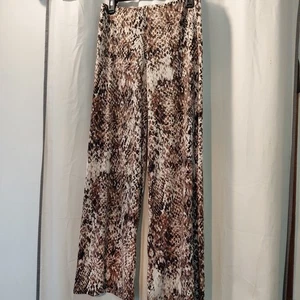 Palazzohose Veronica M weites Bein breiter Band Stretch Yoga Animal Print Med - Bild 1 von 7