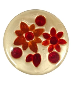 Vintage House Of Mosaics Kunststoff Untersetzer Rot Orange Floral MCM Design Handarbeit - Bild 1 von 7