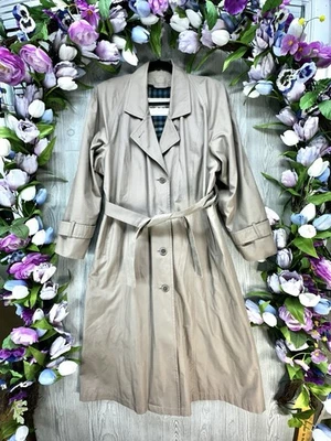 Gabardina London Fog Talla 12 Clásica, Chaqueta de Lluvia Minimalista Marrón De Colección Foto 1 de 4
