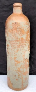 Antique RHENS Rhein Preussen 12" Tan Salt Glaze Stoneware Seltzer Jug Bottle #4 - Picture 1 of 10