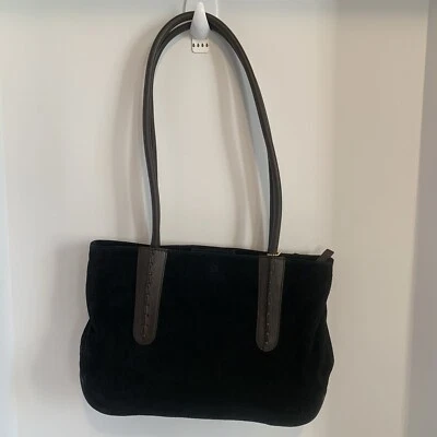 Giani Bernini Suede Leather Shoulder Satchel Handbag Purse Black EXCELLENT - Image 1 of 4