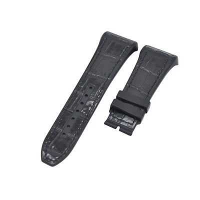 Correa de goma chapada en cuero negro de 28 mm para Franck Muller Vanguard V41, V45 Foto 1 de 4