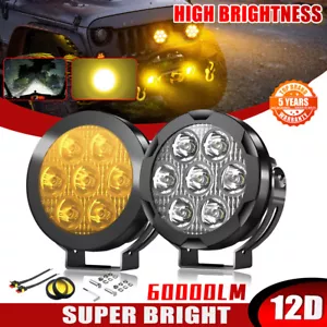 Pair Amber LED Work Light Pods Spot Driving Fog Lamp For Truck UTV Motorcycle - Picture 1 of 23