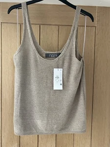 Primark Beige Brown Fine Knit Women's Cami Top Medium 12-14 UK Spring Summer - Picture 1 of 4