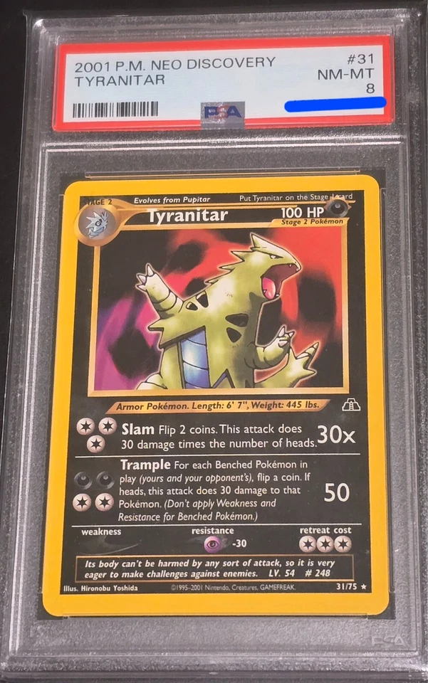 2001 P.M  Tyranitar 31/75 Neo Discovery PSA 8 - Image 1 of 1