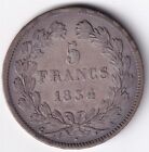 1834 A France 5 Francs Paris Louis Philippe Roi des Francais .900 Silver Large