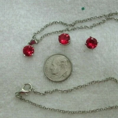 New in bag Effy simulated gemstone pendant and earring set - Ruby Red color - Image 1 of 3