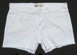 NWOT LEVIS US women’s 8 White Embroidered Studded Cut Offs Denim Jean Shorts - Picture 1 of 3
