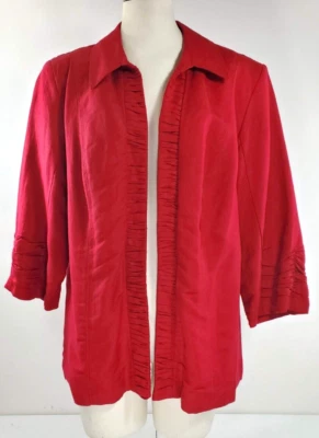 Блейзер Dressbarn с подкладкой открытый передний - размер 14 / 16 - красный - лен / вискозная смесь - Изображение 1 из 4