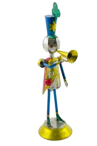 Vintage MCM Mexican Folk Art Tin Soldier Band Member Playing Trumpet - Picture 1 of 11