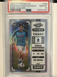 2022-23 Chronicles Contenders Optic Khvicha Kvaratskhelia RC Silver Napoli PSA10