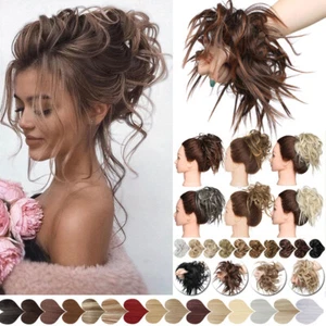 Curly Messy False Hair Bun Piece Updo Scrunchie Chignon Bobble Hair Extensions - Picture 1 of 81