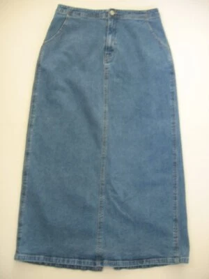 Denim Co. Jean Denim Skirt Long Maxi Straight Modest Slit Y2K Sz 12 Church BOHO - Image 1 of 4