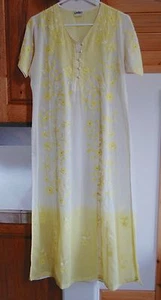 Maxi abito tubino giallo trasparente vintage S Creazioni Boutique applicazioni cucite a mano - Foto 1 di 9